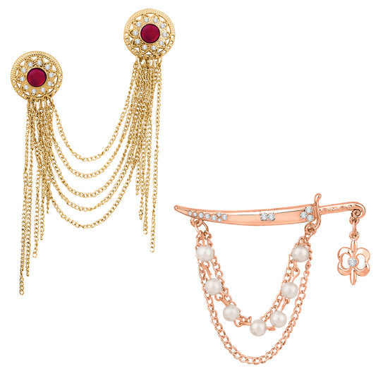 Layered Chains and Sword Shape Brooch