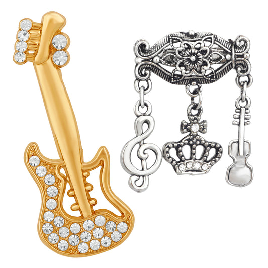 Musical Notes Charms and Guitar Lapel Pin / Brooch