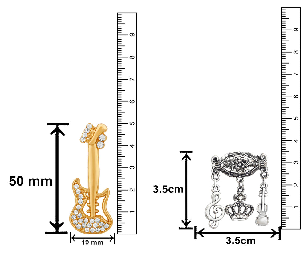 Musical Notes Charms and Guitar Lapel Pin / Brooch