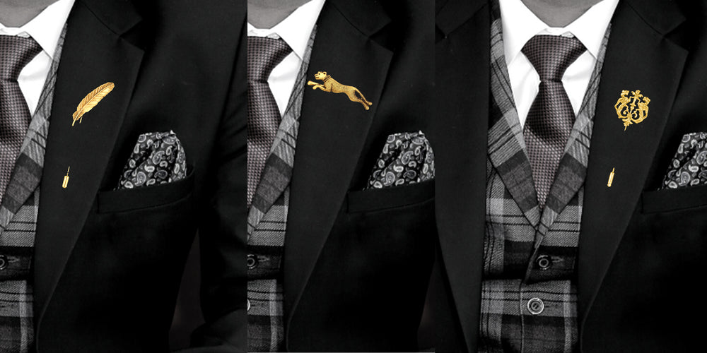 Leaf, Jaguar and Royal Lion Face Shaped Lapel Pin / Brooch
