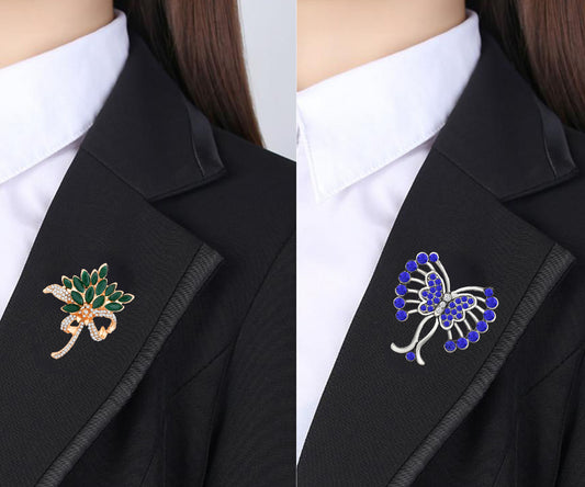 Floral and Butterfly Shaped Lapel Pin / Brooch