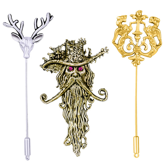 Wizard, Royal Lion and Deer Shaped Lapel Pin / Brooch