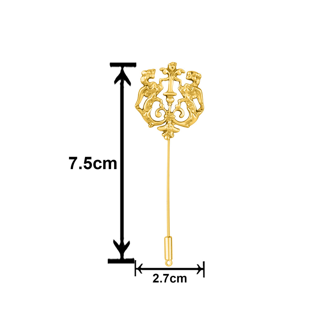 Sword and Royal Lion Shaped Layered Chain Brooch / Lapel Pin