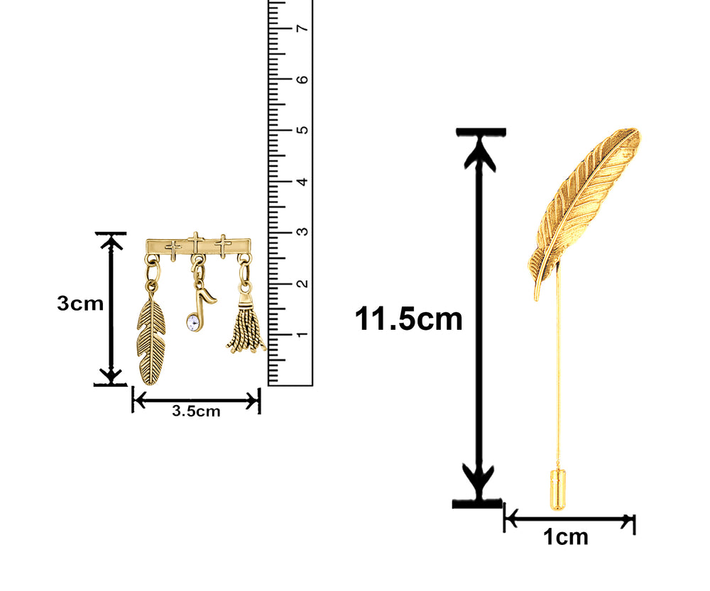 Leaf and Musical Note, Feather Charms Lapel Pin / Brooch