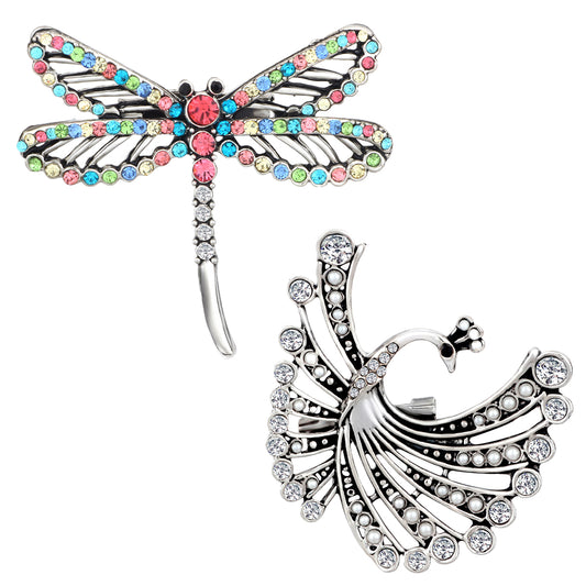 Butterfly and Flying Peacock Shaped Brooch / Lapel Pin
