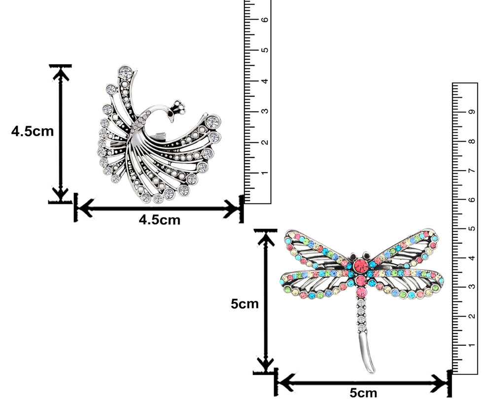 Butterfly and Flying Peacock Shaped Brooch / Lapel Pin