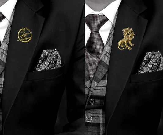 Lion and Woodpicker Shaped Brooch / Lapel Pin