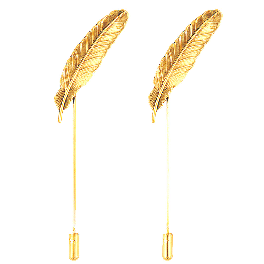 Combo of 2 Gold Color Leafy Lapel Pins / Brooches