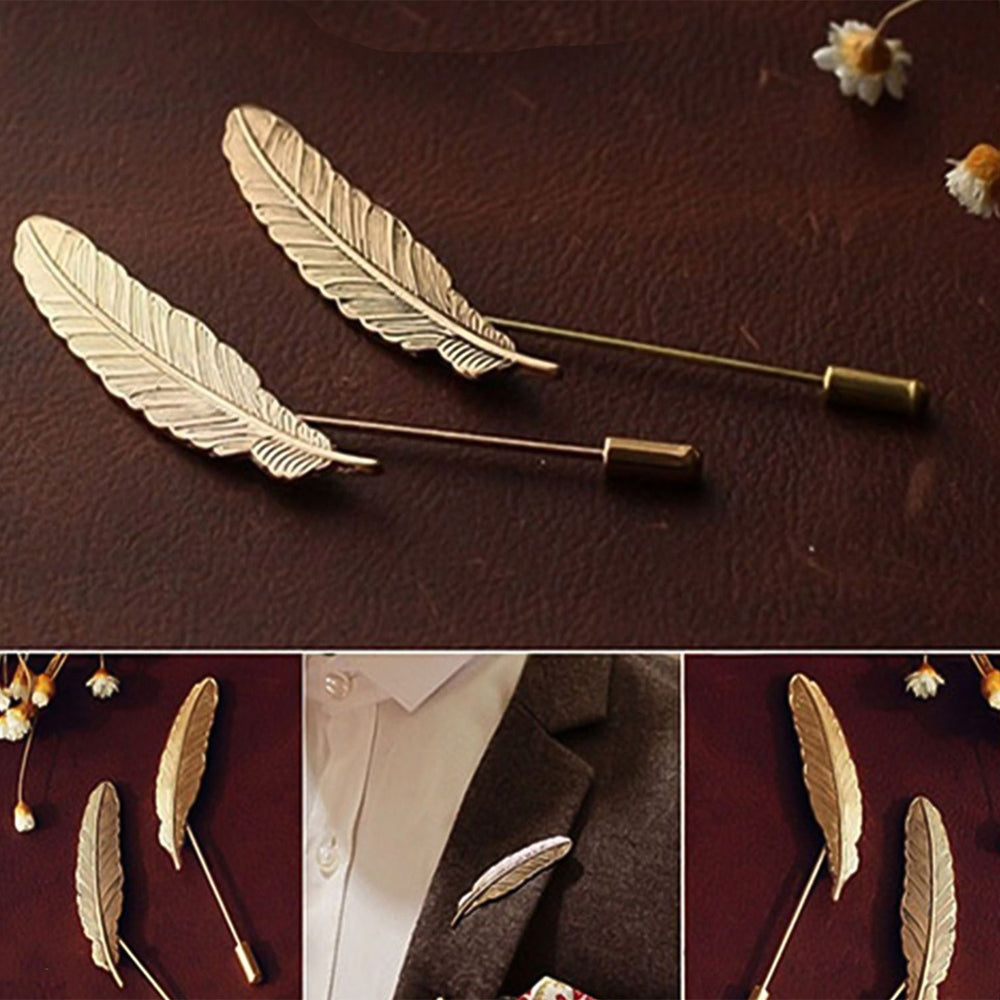 Combo of 2 Gold Color Leafy Lapel Pins / Brooches