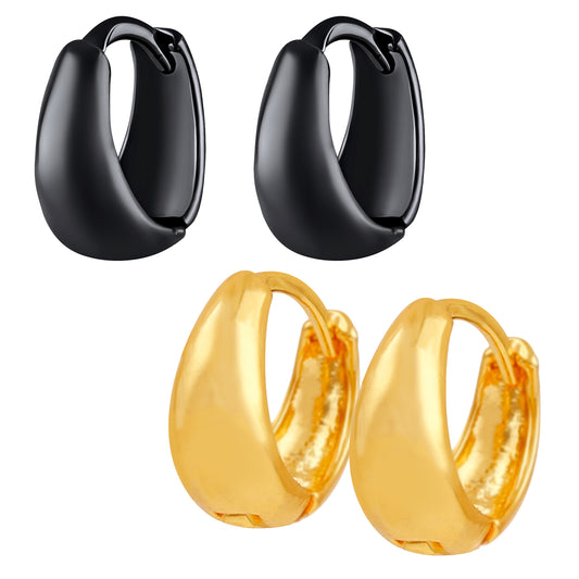Combo of Black and Golden Bollywood Styled Piercing Kaju Bali / Hoop Mens Earrings