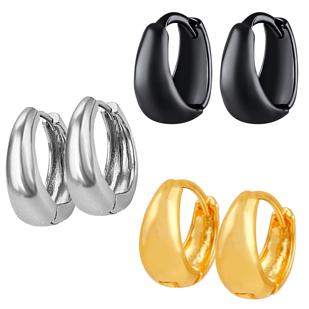 Combo of Black and Golden Bollywood Styled Piercing Kaju Bali / Hoop Mens Earrings