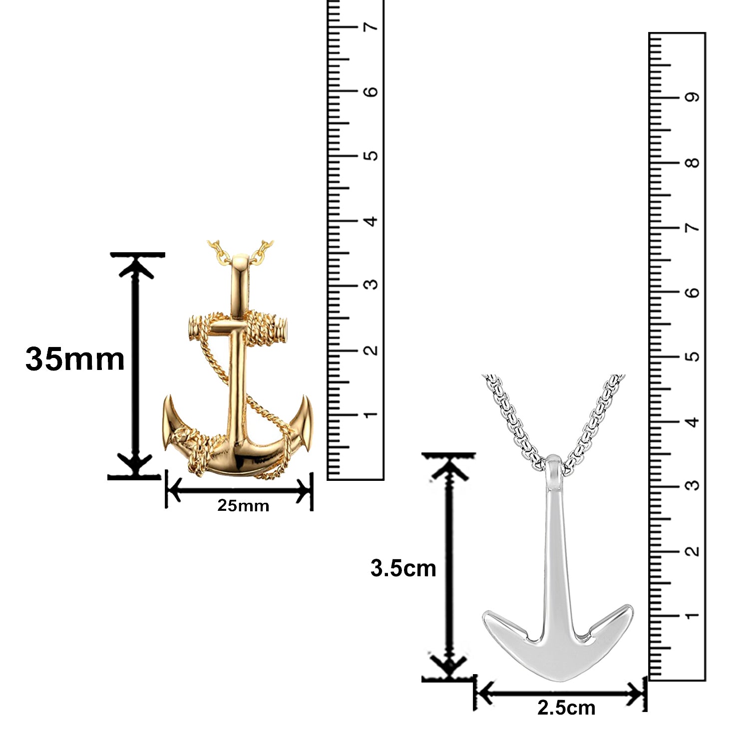Combo of Black Gun Metal Plated Unisex Ship Anchor Necklace Chain Pendant