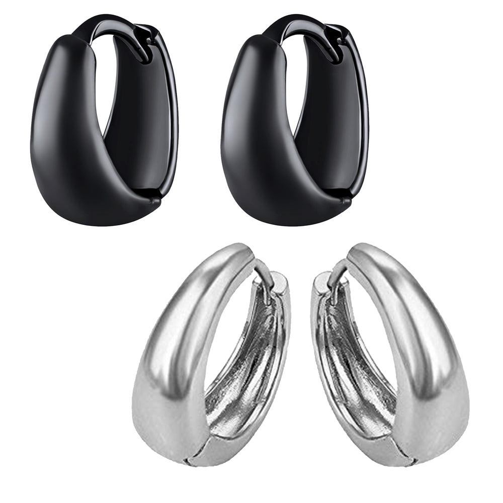 Combo of Black and Golden Bollywood Styled Piercing Kaju Bali / Hoop Mens Earrings