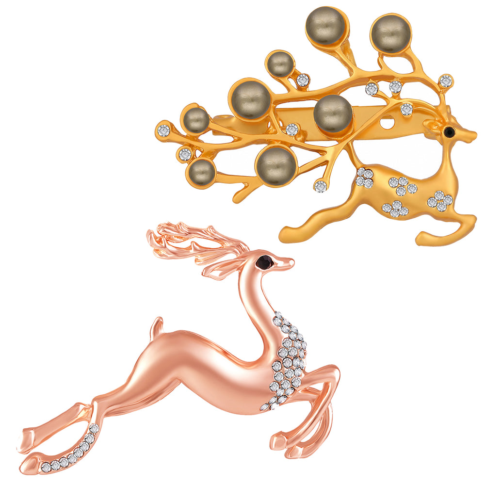 Combo of Pink and white Crystals Deer-Shaped Wedding Brooch