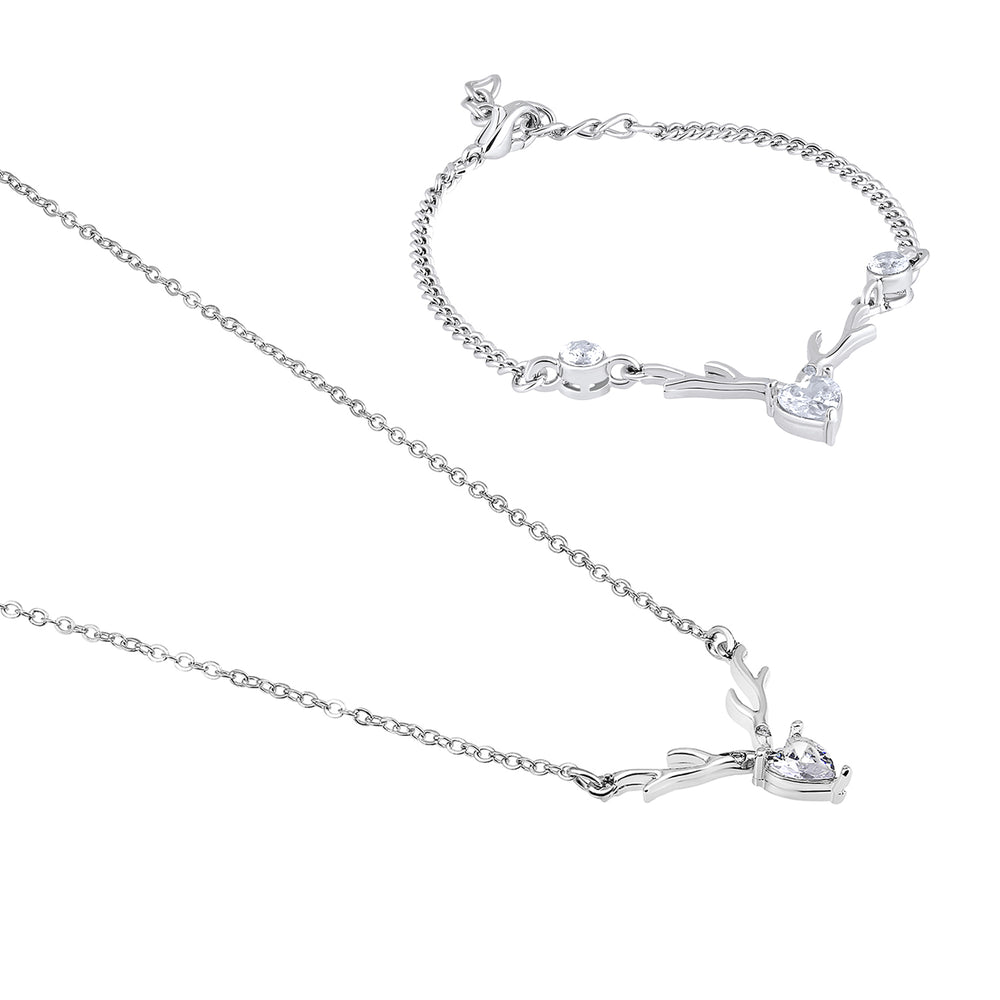 Combo of Heart & Deer-Shaped Stunning Pendant and Bracelet