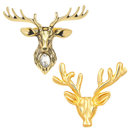 Combo of Deer-Face Shaped Wedding Brooch/Lapel Pin