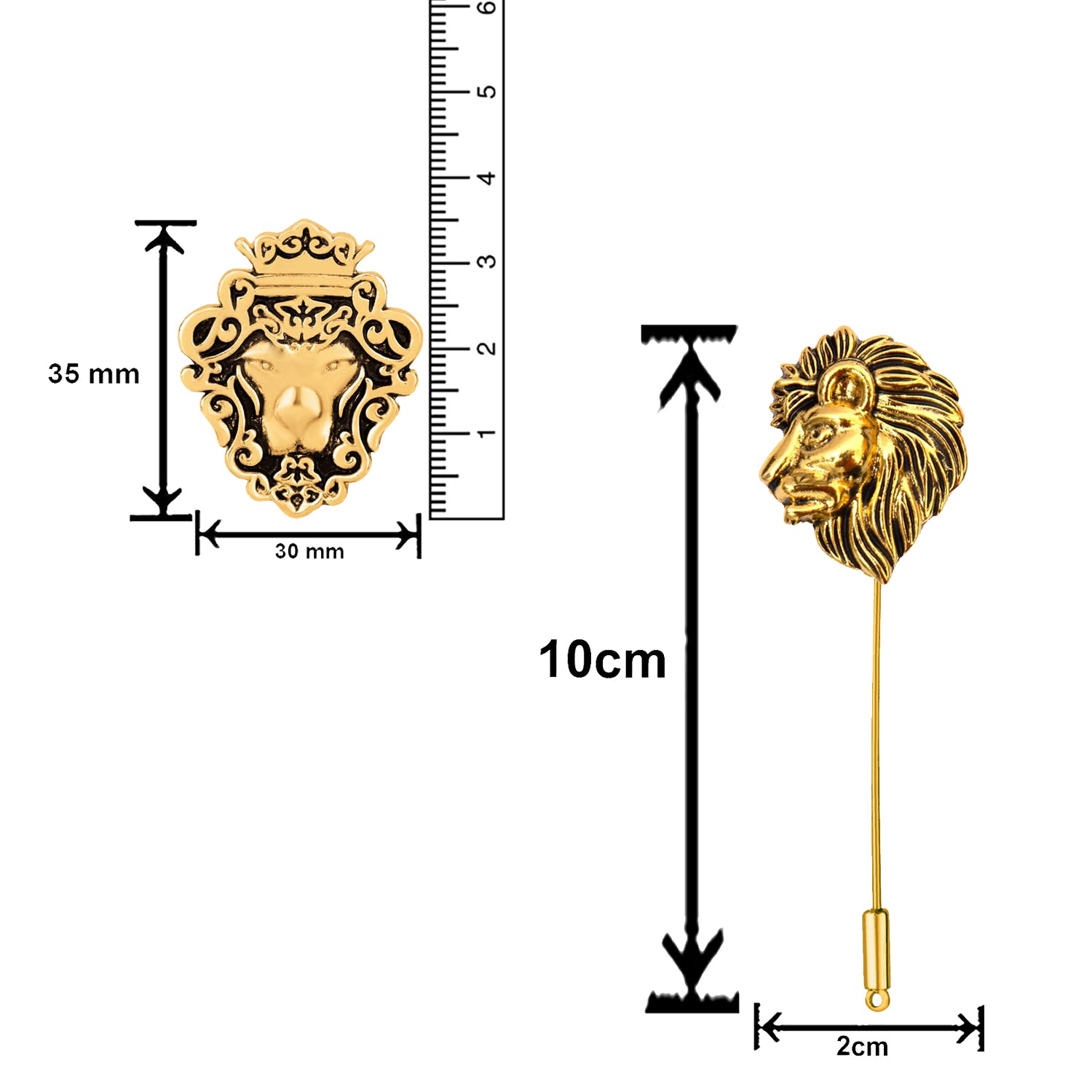 Combo of Lion-Face Shaped Wedding Brooch/Lapel Pin