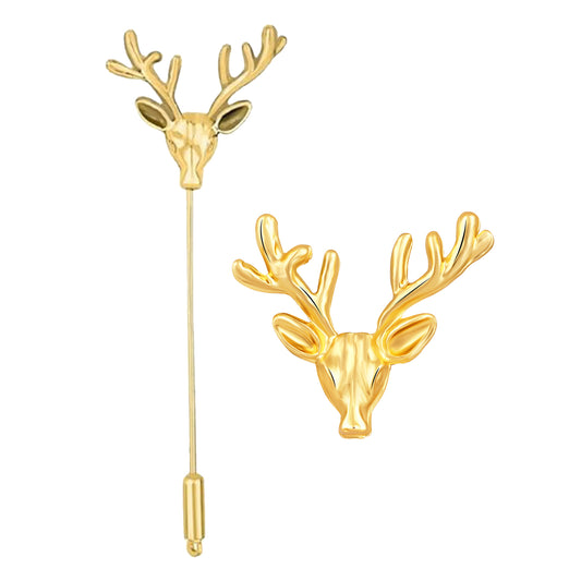 Combo of Deer-Face Shaped Wedding Brooch/Lapel Pin