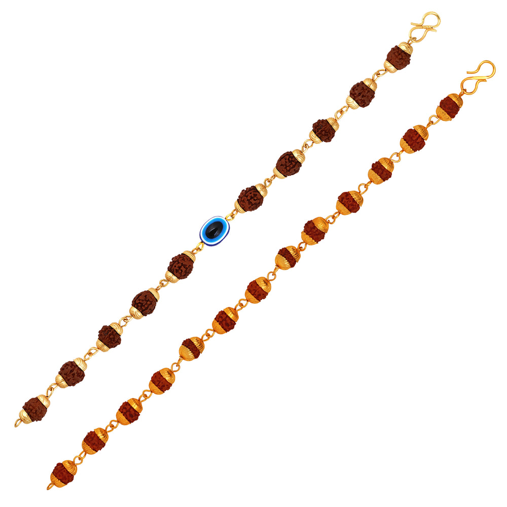 Combo of Rudraksha Beaded Evil Eye Bracelets