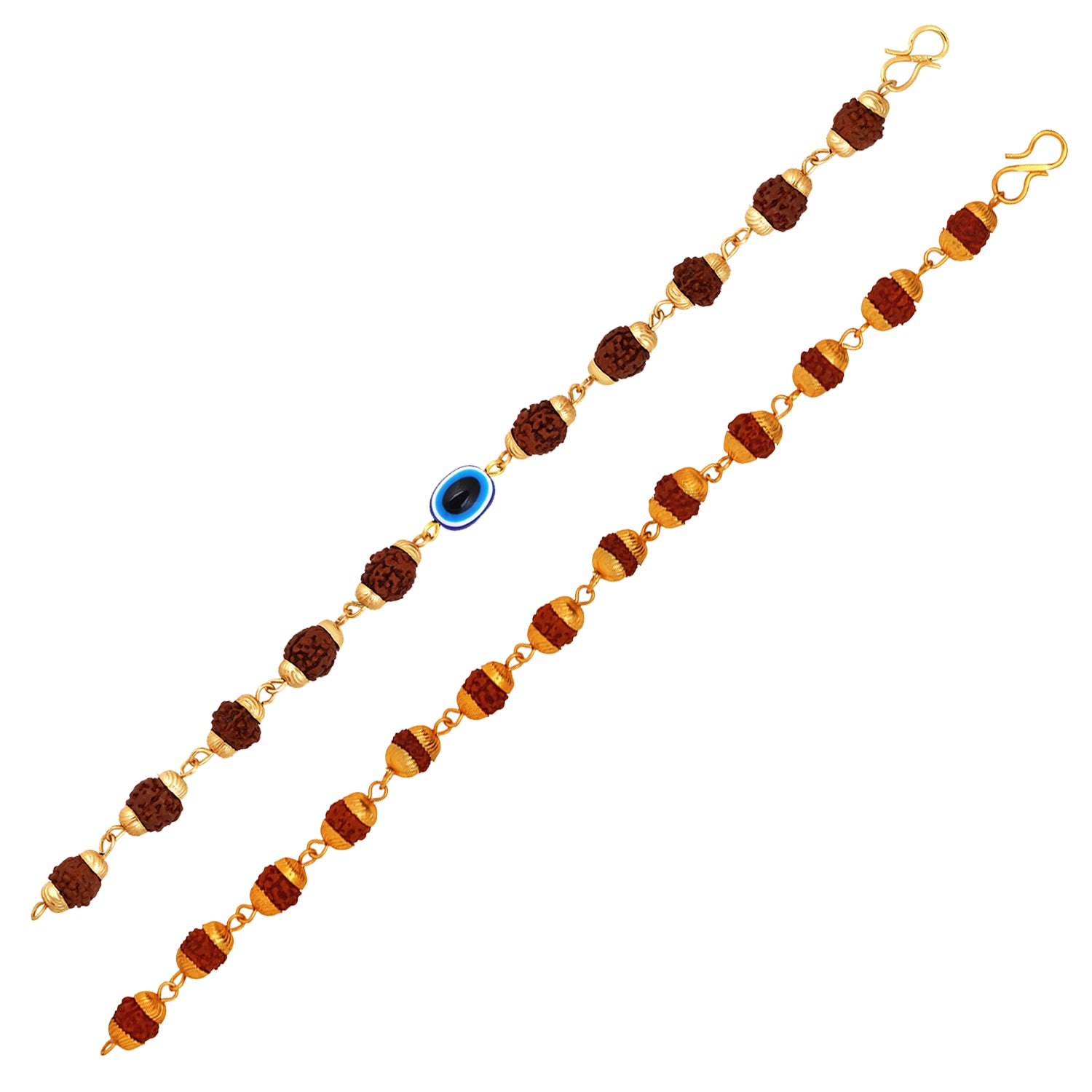 Combo of Rudraksha Beaded Evil Eye Bracelets