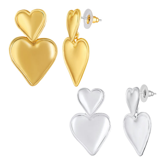 Combo of 2 Dual Heart Drop Earrings