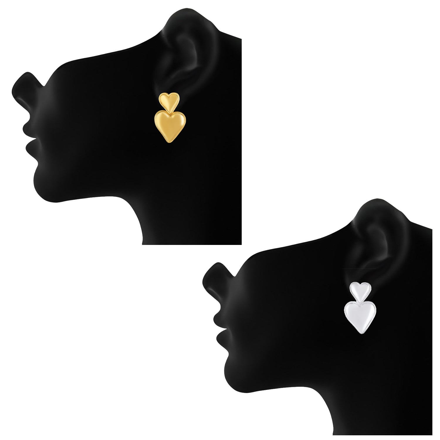 Combo of 2 Dual Heart Drop Earrings