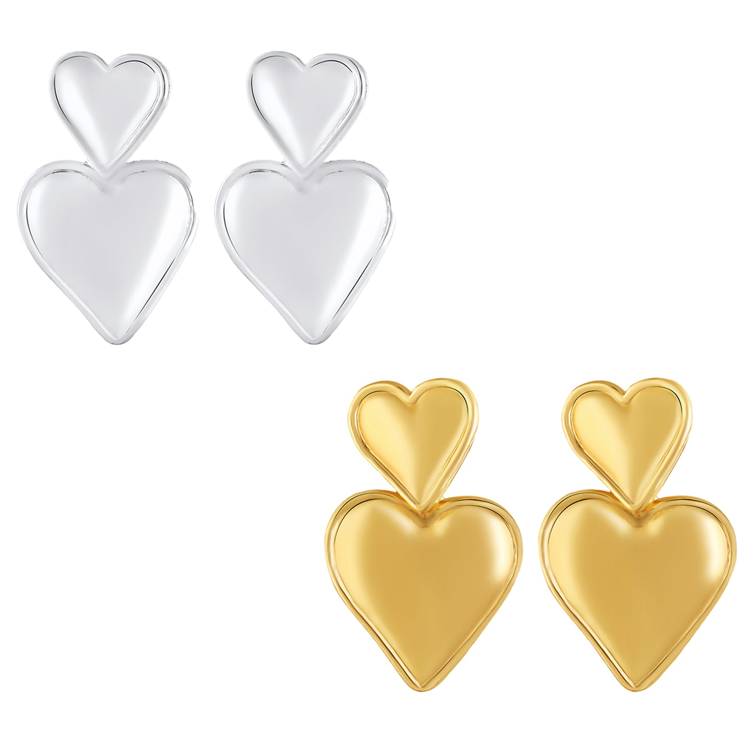 Combo of 2 Dual Heart Drop Earrings