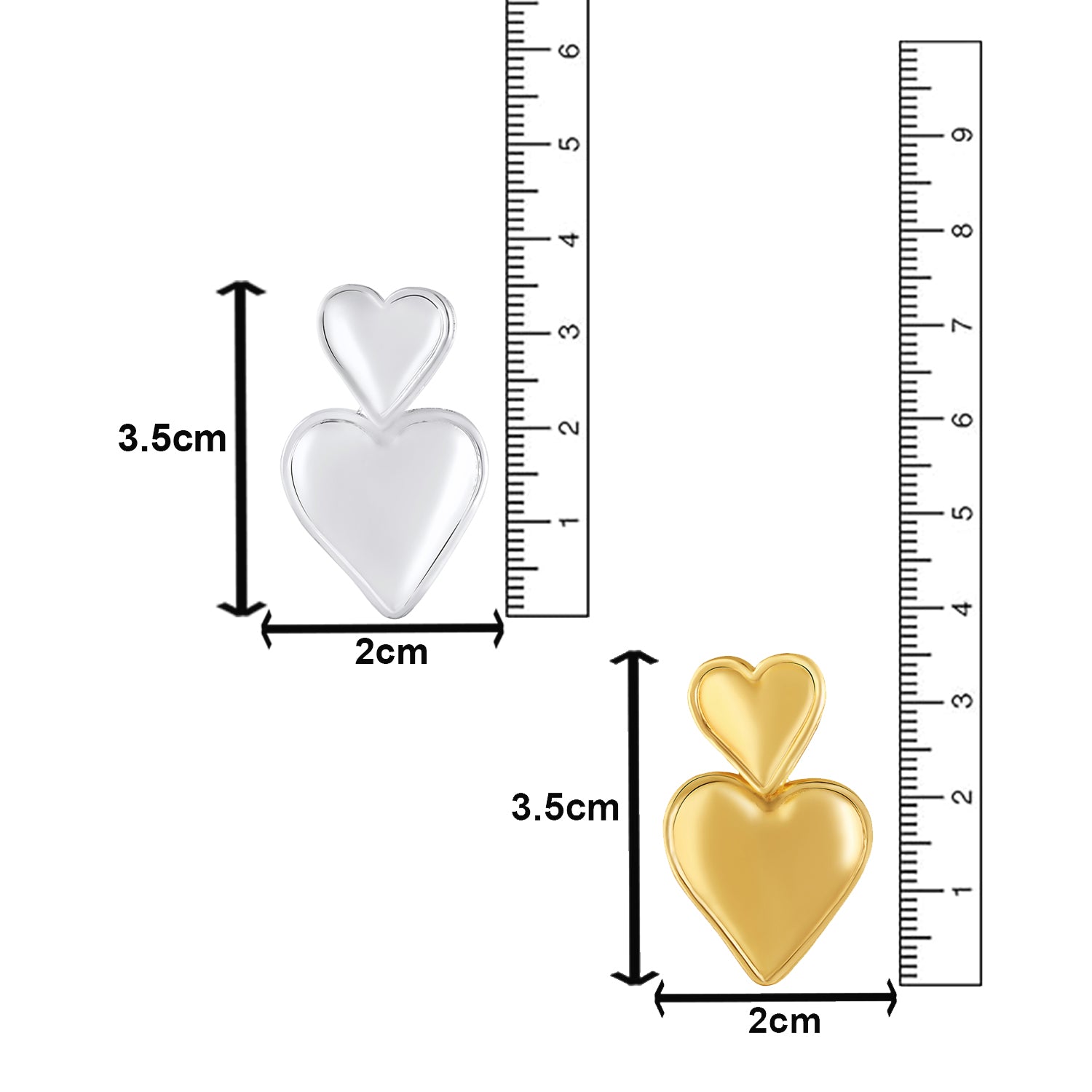 Combo of 2 Dual Heart Drop Earrings