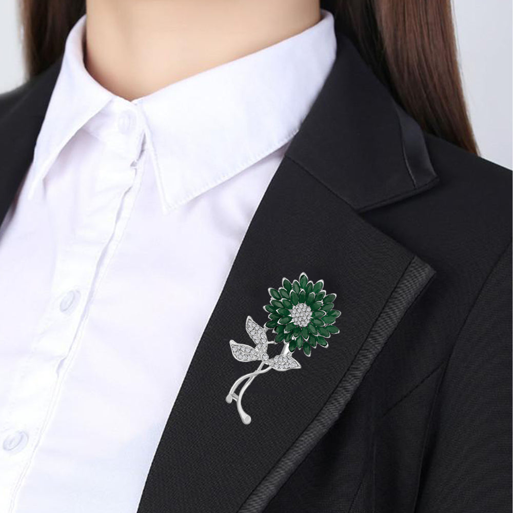 Combo of Leaf and Sunflower Shape Studed Wedding Brooch / Lapel Pin