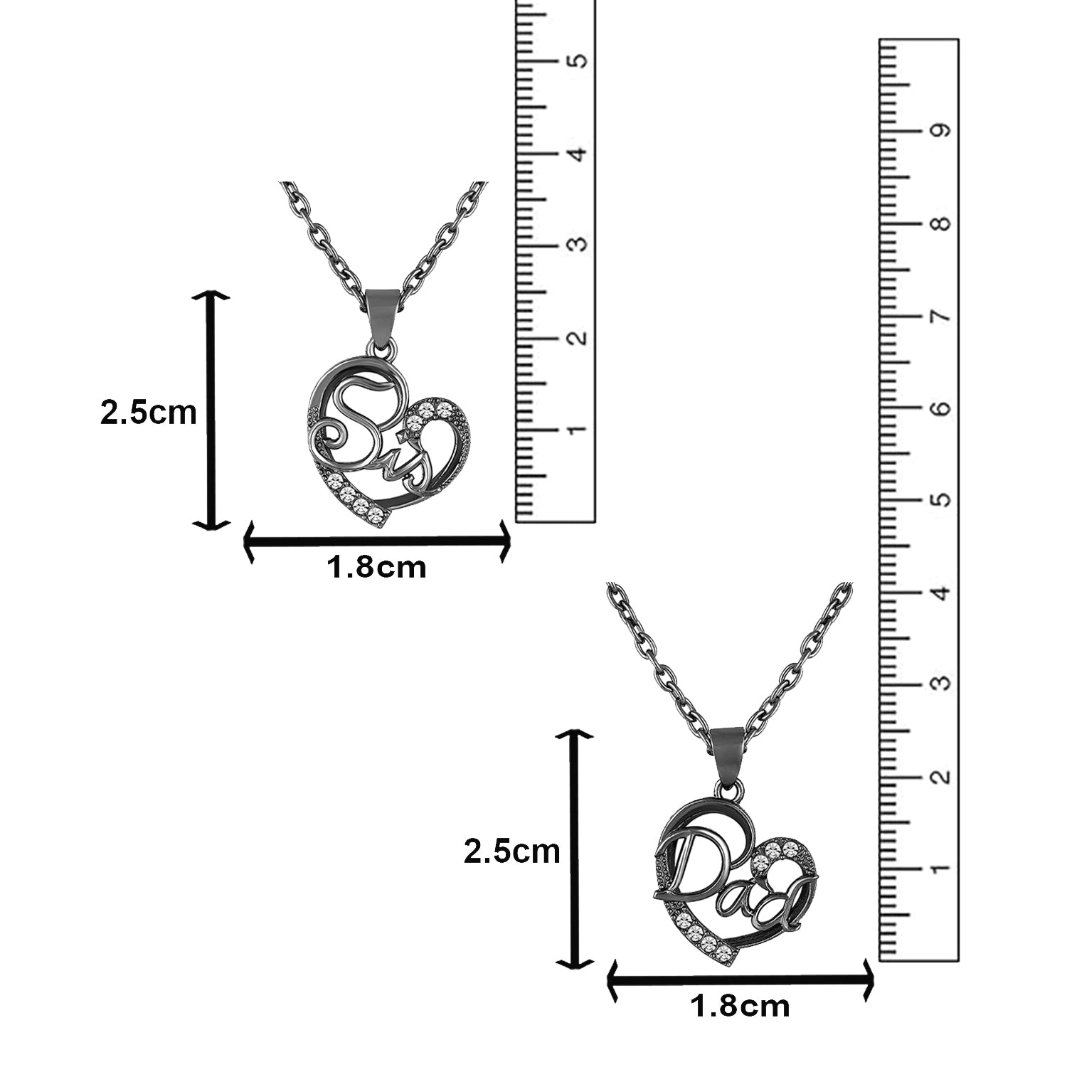 Combo of Sis and Dad Heart Pendant