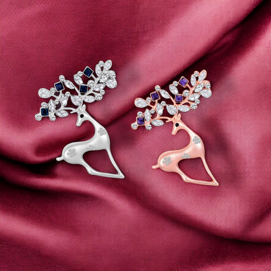 Combo of 2 Cute Deer-Shaped Saree Pin / Wedding Brooch Lapel Pin