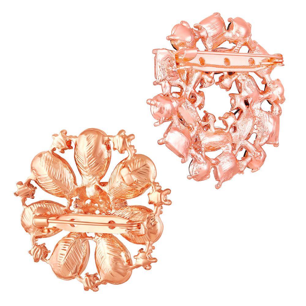 Combo of 2 Colorful Crystals Saree Pin Brooch
