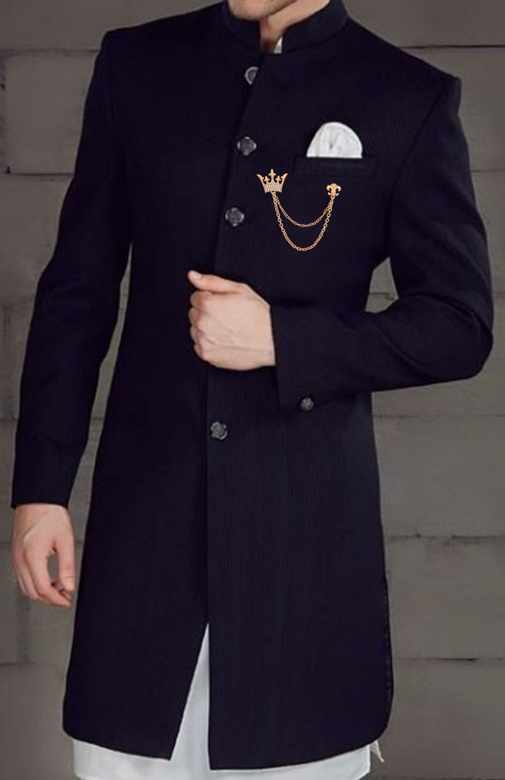 Combo of Crown and Sword-Shaped Layered Chain Brooch