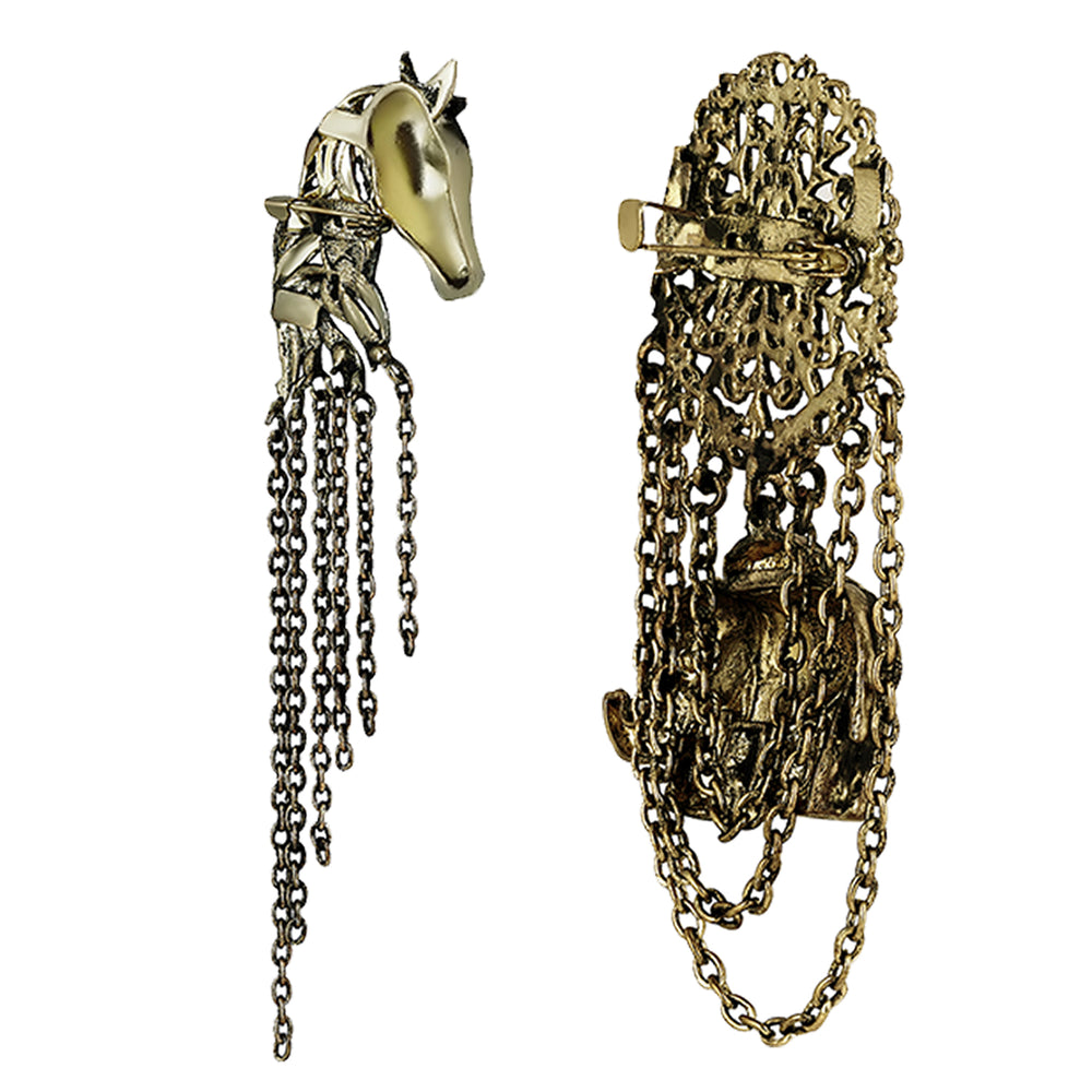 Combo of Horse-and-Elephant-Shaped Indowestern Sherwani Brooch