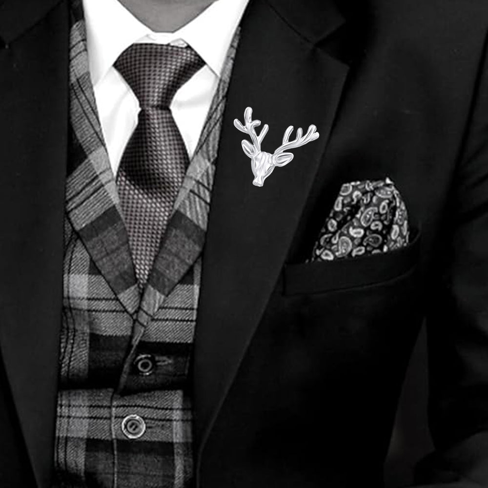 Combo of 2 Deer-Face Shaped Wedding Brooch / Lapel Pin / Collor Pin