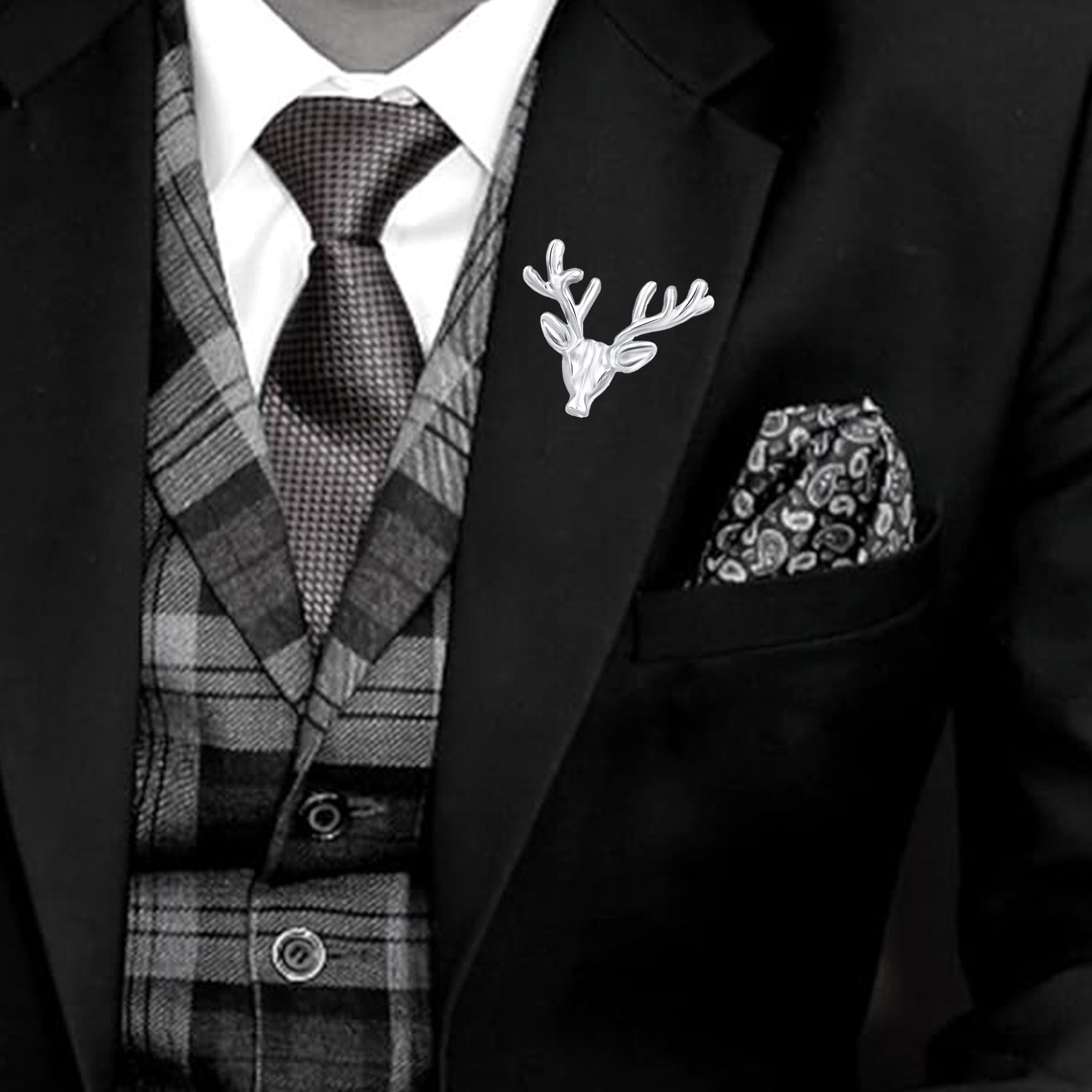 Combo of 2 Deer-Face Shaped Wedding Brooch / Lapel Pin / Collor Pin
