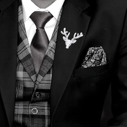 Combo of 2 Deer-Face Shaped Wedding Brooch / Lapel Pin / Collor Pin