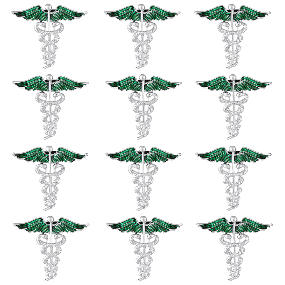 Combo of 2 Caduceus Doctor's Brooch / Lapel Pin