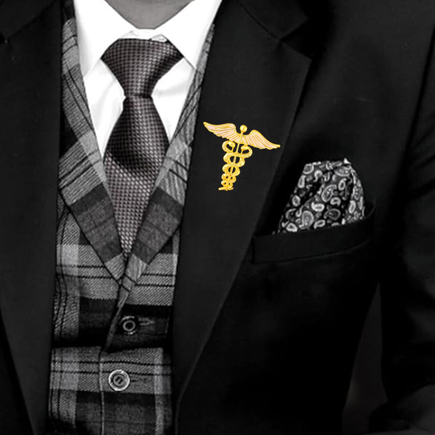 Combo of 2 Caduceus Doctor's Brooch / Lapel Pin
