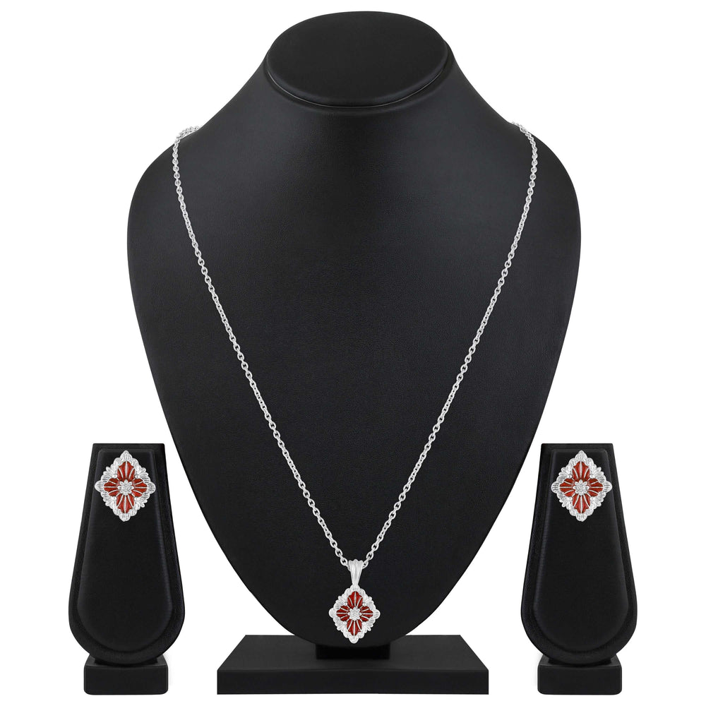 Red Meenakari Floral Jewellery Set