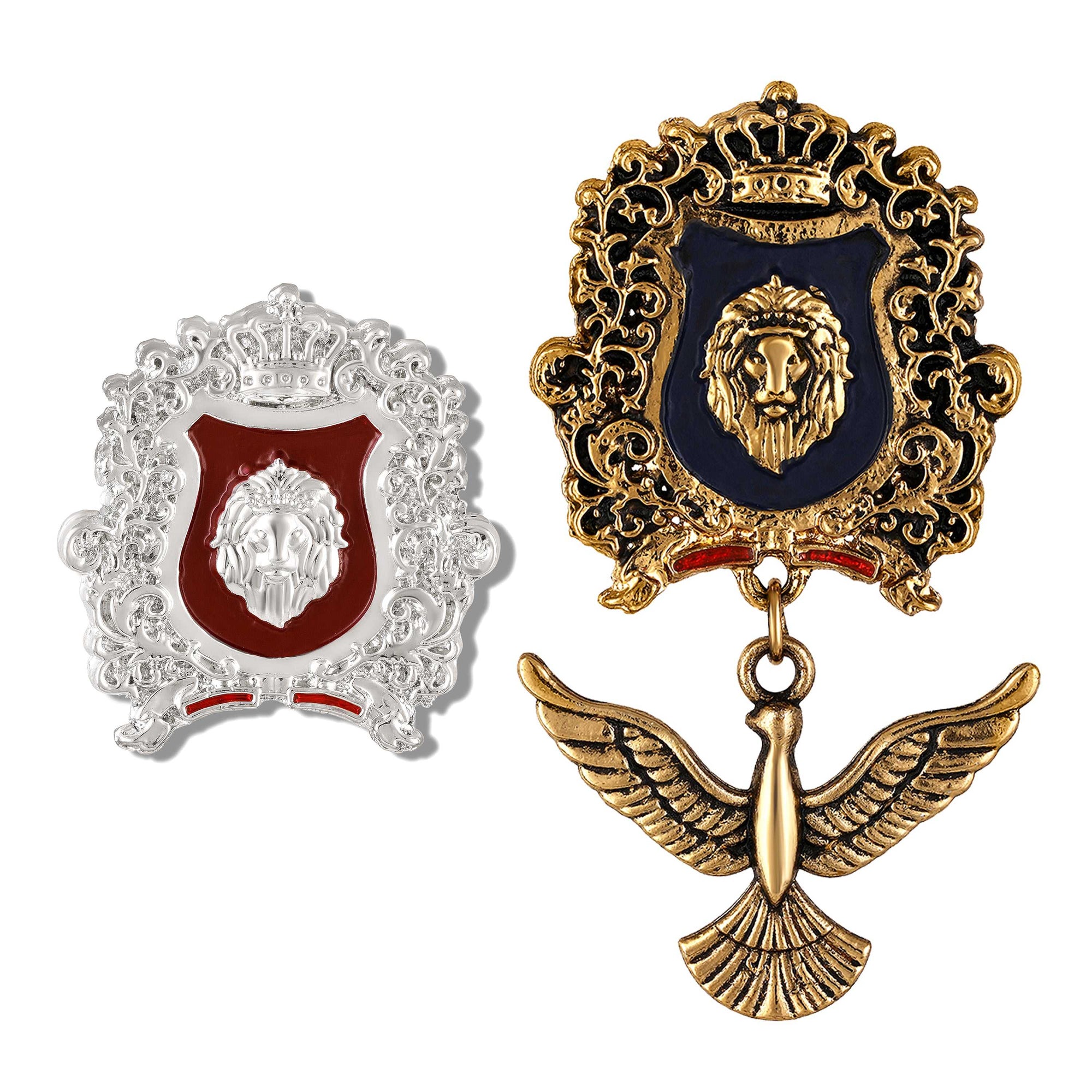 Comb of Eagle-Camel-Themed Designer Lapel Pin Brooch
