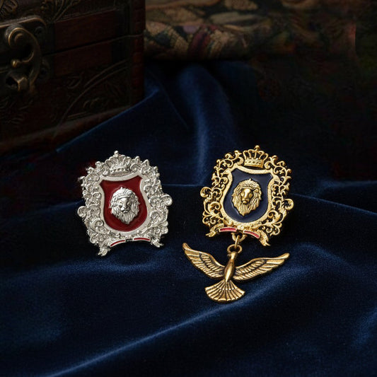 Comb of Eagle-Camel-Themed Designer Lapel Pin Brooch