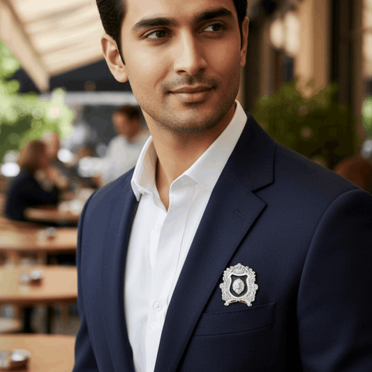 Combo of Royal Crest & Meenakari Enamel Lion-Theme Brooch