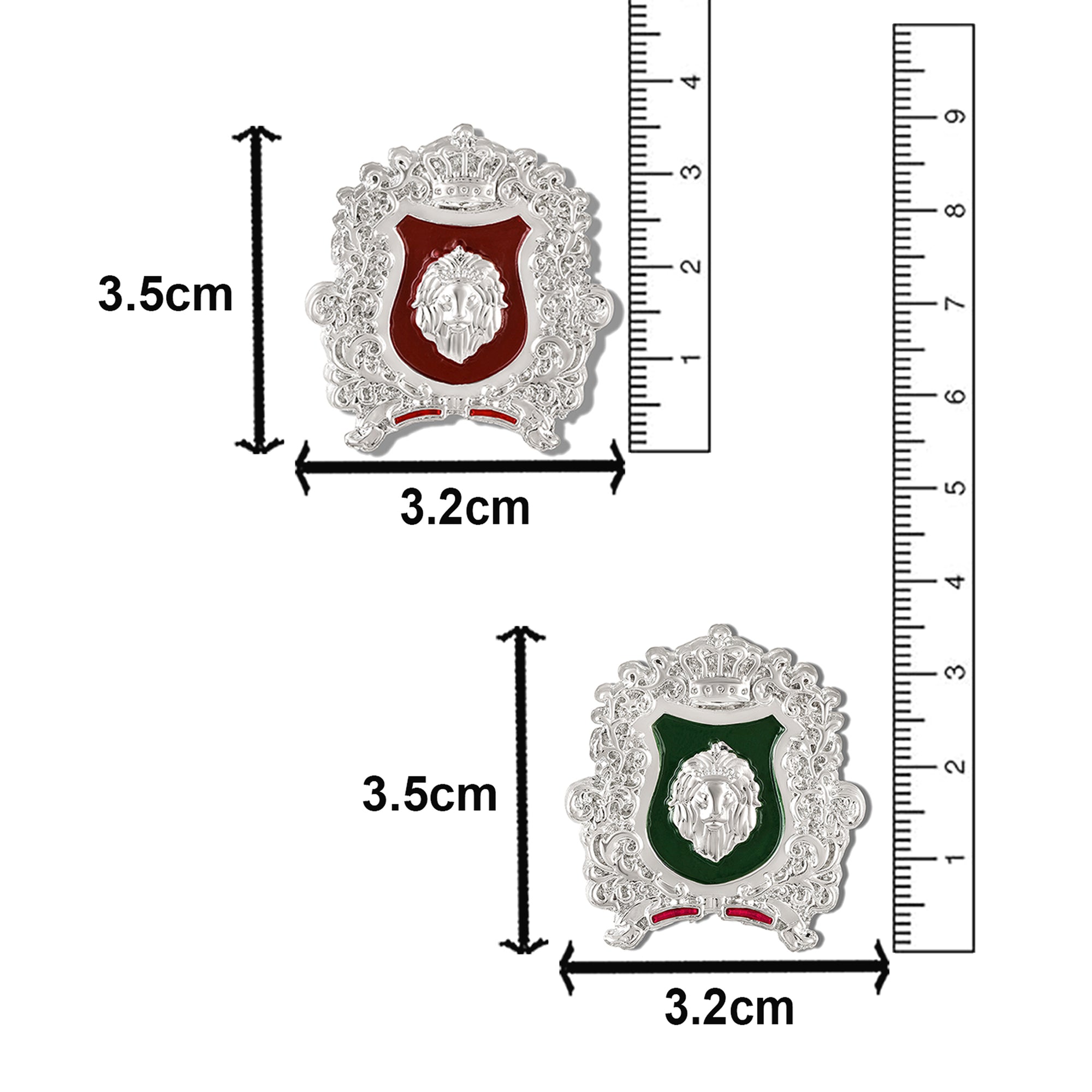 Combo of Royal Crest Green & Maroon Meenakari Enamel Lion-Theme Brooch
