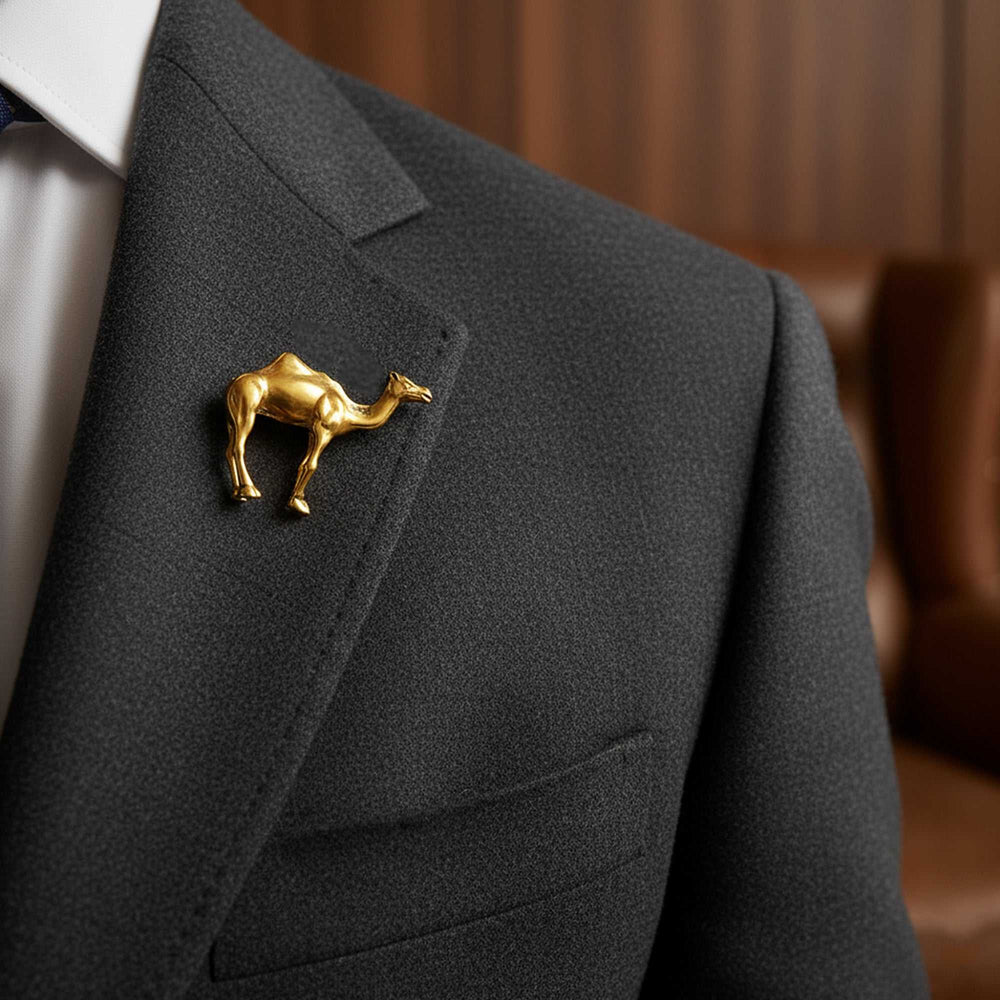 Comb of Eagle-Camel-Themed Designer Lapel Pin Brooch