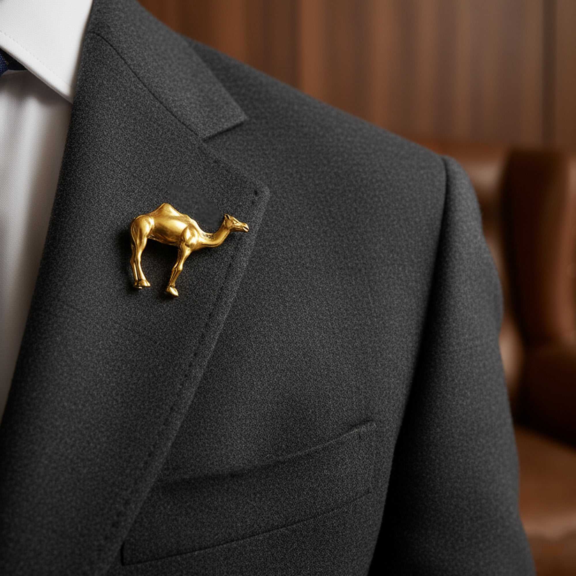 Comb of Eagle-Camel-Themed Designer Lapel Pin Brooch
