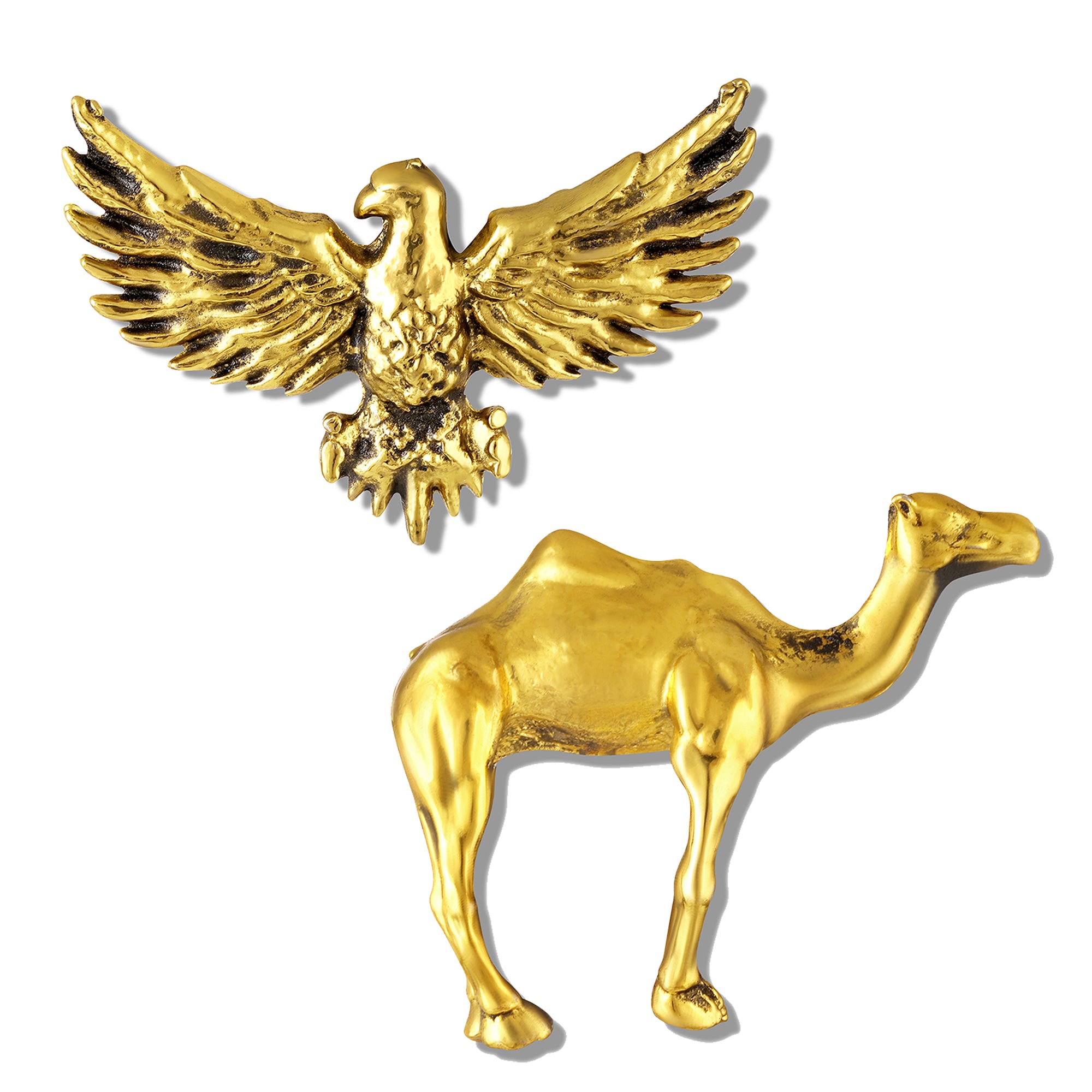 Comb of Eagle-Camel-Themed Designer Lapel Pin Brooch
