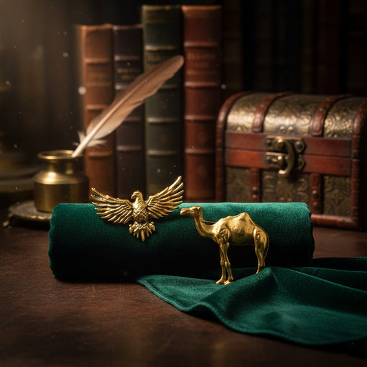 Comb of Eagle-Camel-Themed Designer Lapel Pin Brooch