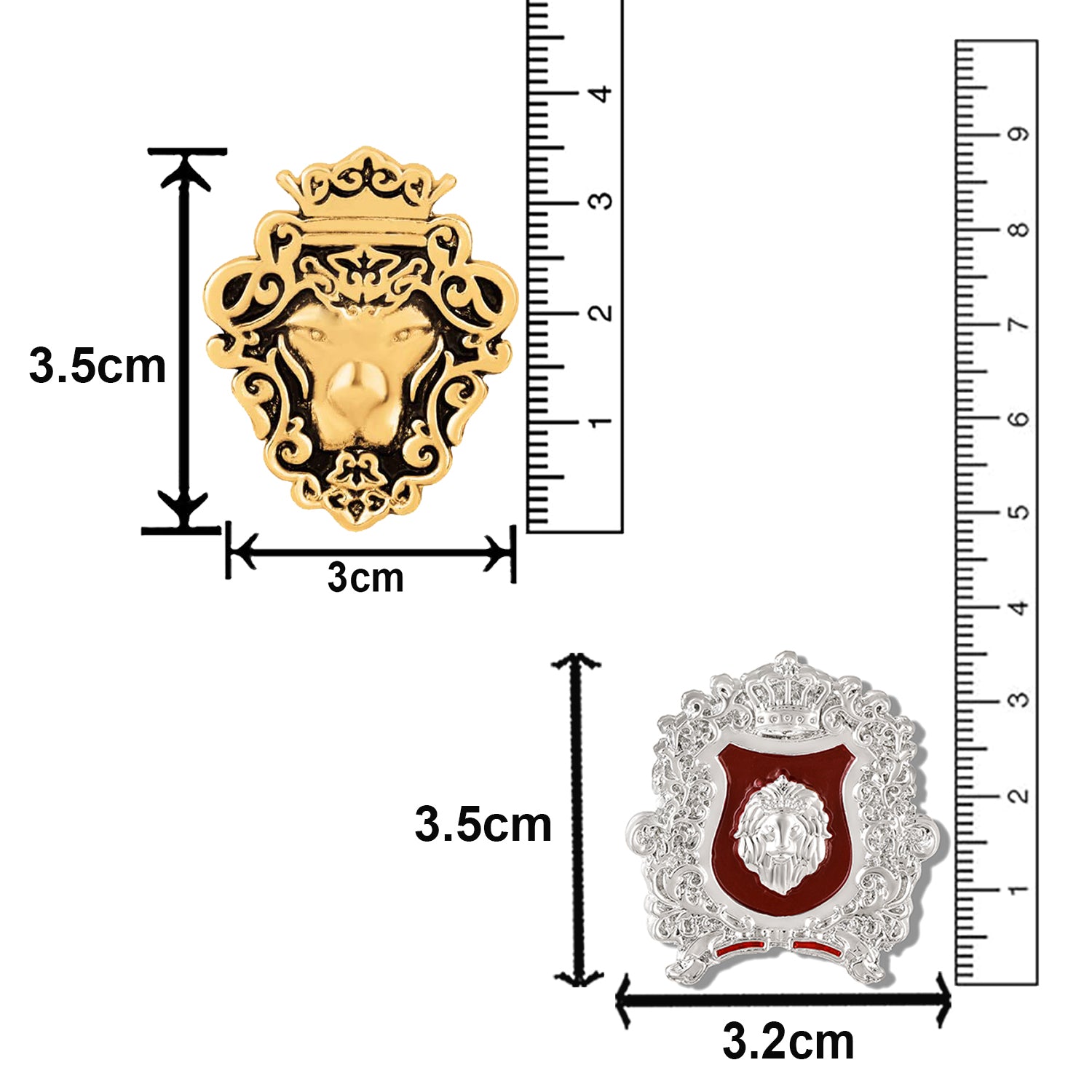 Combo of Royal Crest & Meenakari Enamel Lion-Theme Brooch