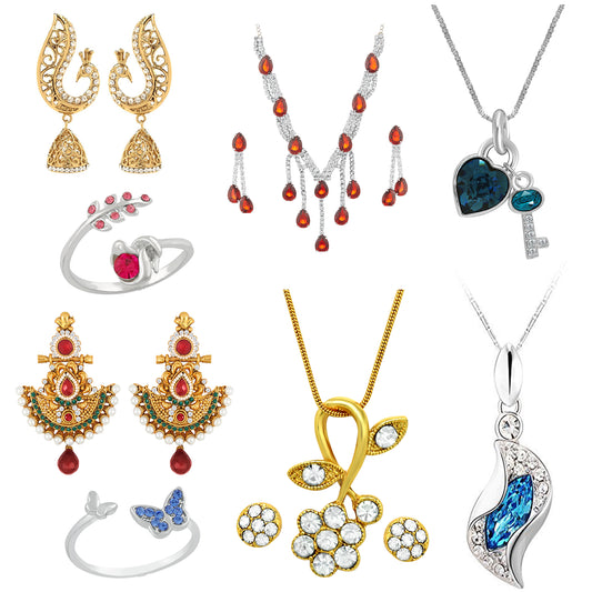 Combo of Necklace, Pendant, Earrings & Finger Rings